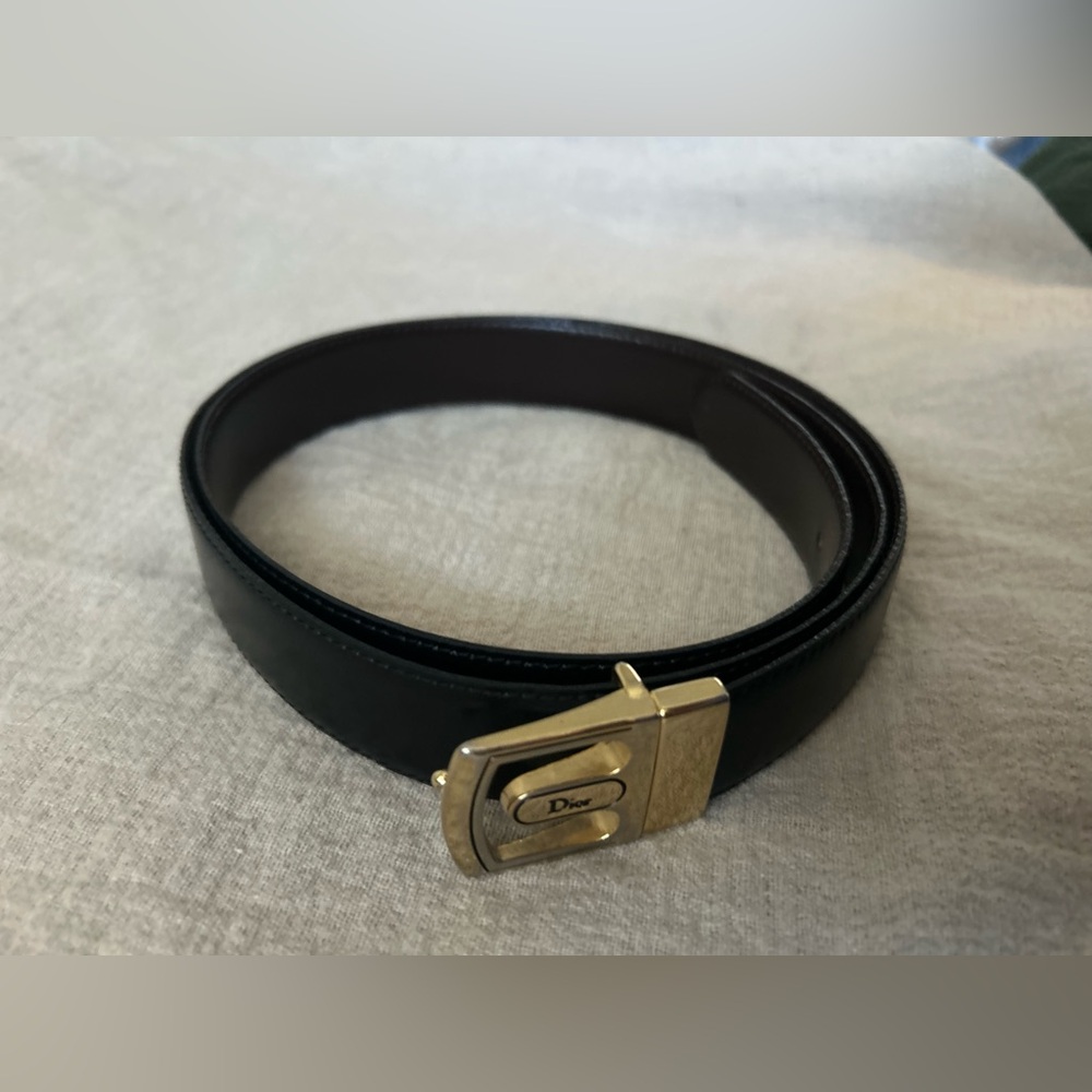 Christian Dior Belt VINTAGE Designer Belt Mens MEDIUM Brown / Black REVERSIBLE - Picture 9 of 16